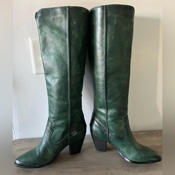 Frye women’s Renee Seam distressed leather tall boots green size 6 - Picture 5 of 14